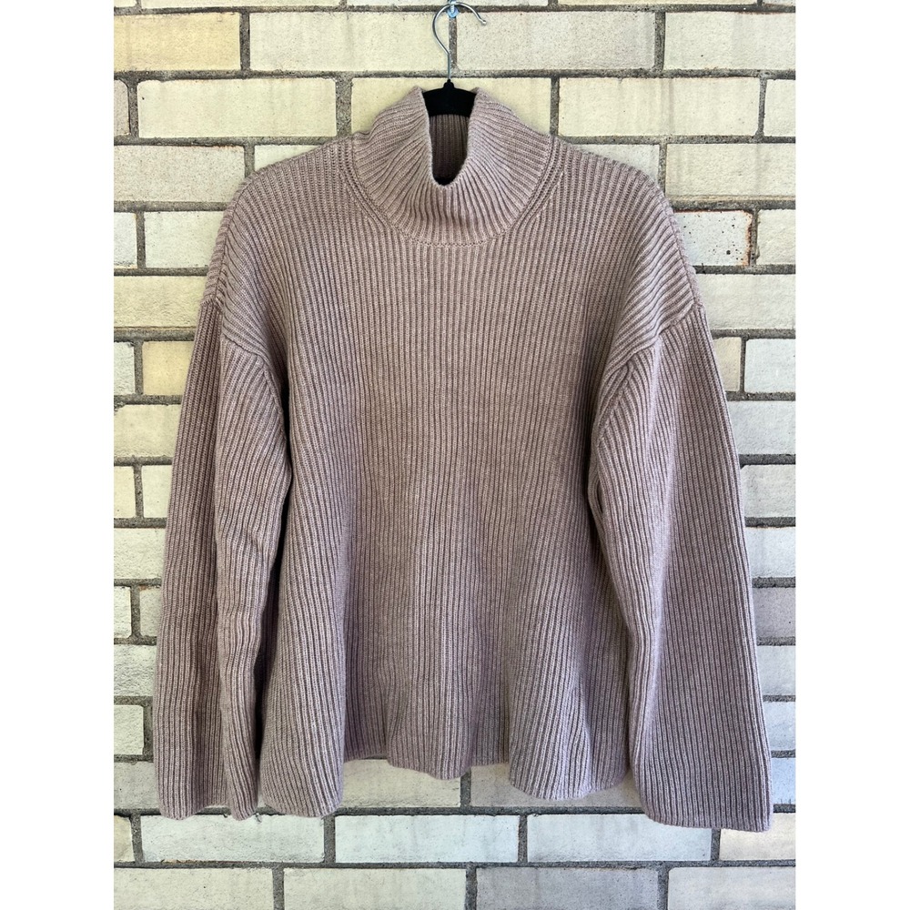 Gap Taupe Brown Ribbed Shaker Knit Cotton Turtleneck Sweater Size Large
